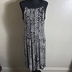 Black & White Sleeveless Printed A-Line Dress by Perceptions New York Sz 14